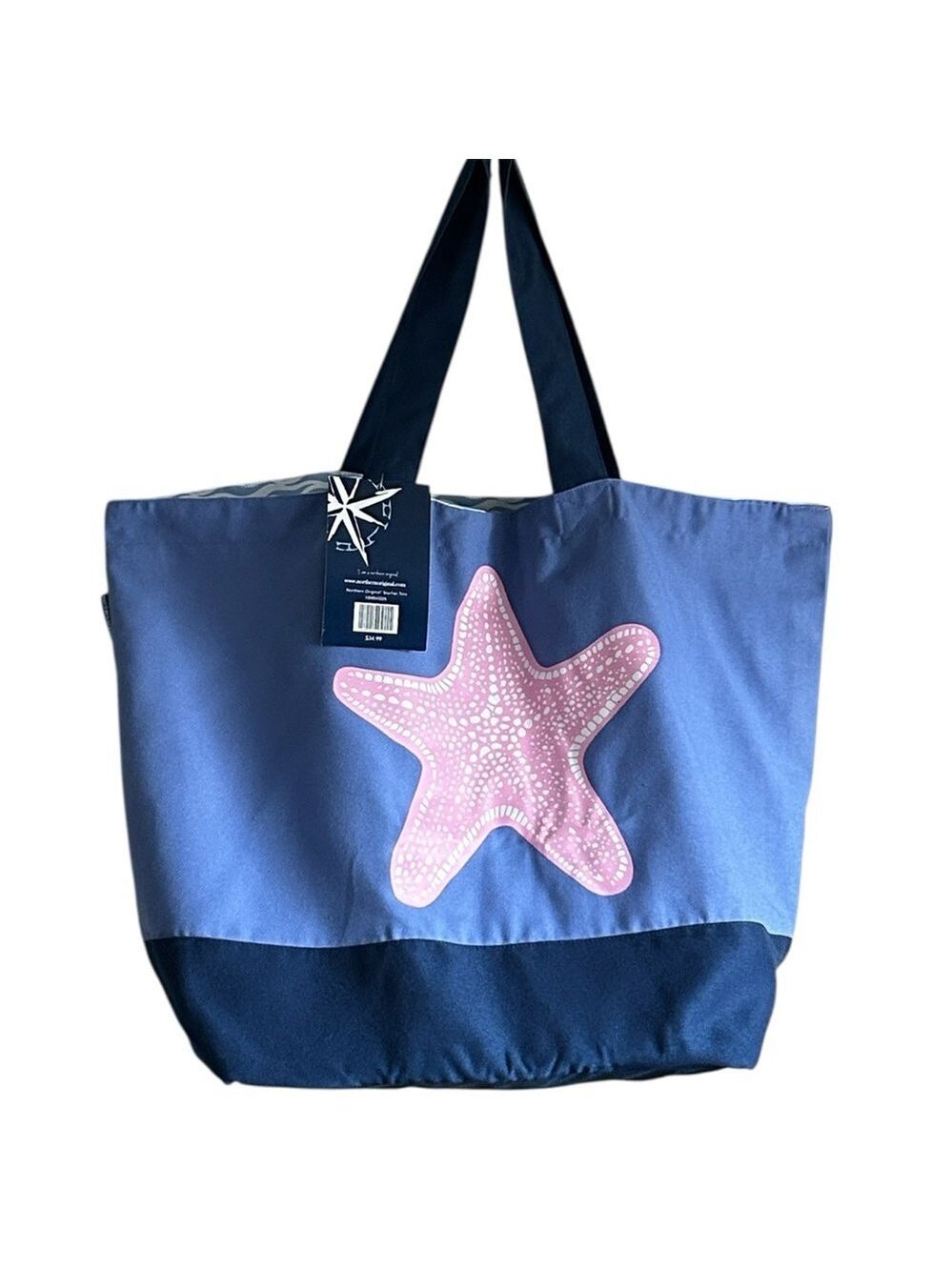 Northern Original Large Capacity Blue Tote Bag with Pink Starfish Graphic NWT - Picture 10 of 10